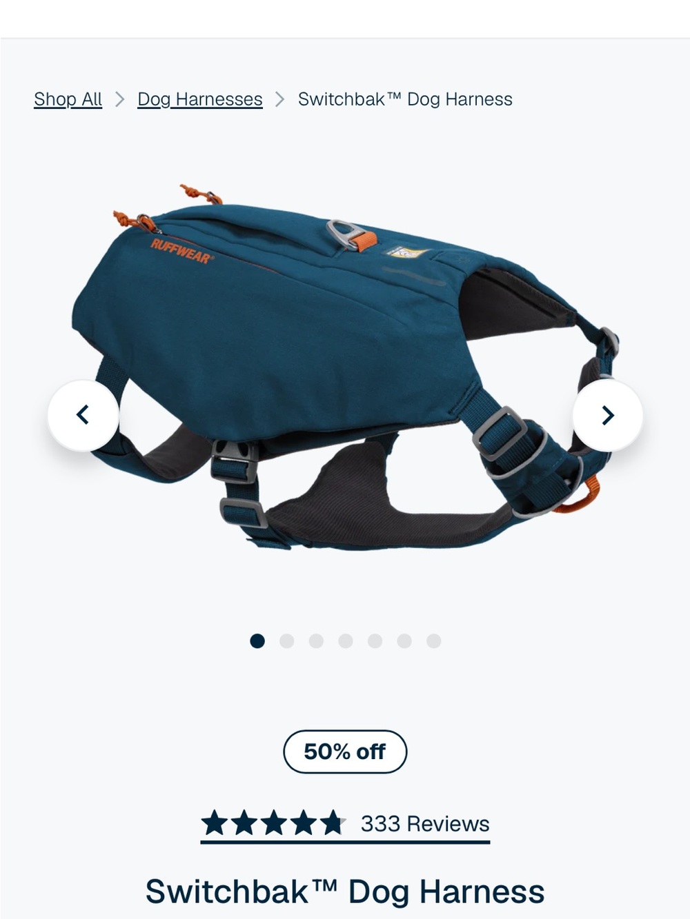 Ruffwear Switchbak Dog Harness XS in Blue Moon NWT